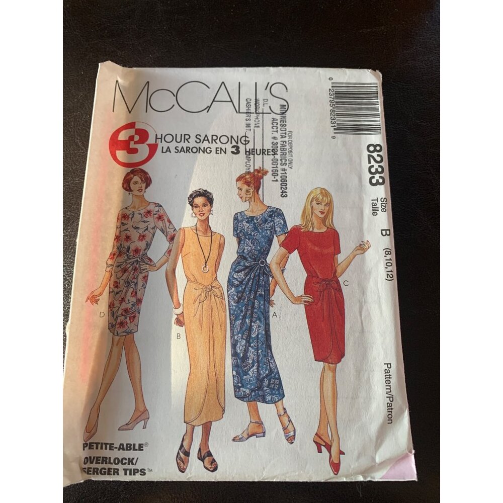McCall's Misses Dress Sewing Pattern Size 8 10 12 8233 - Uncut